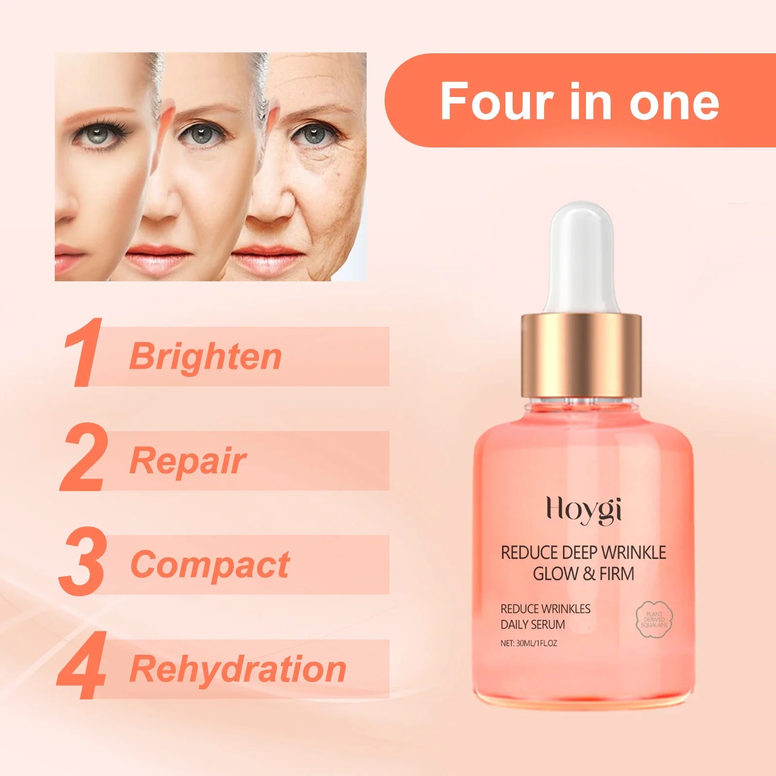 Rose oil and VC essence: fade fine lines, care rough and dry skin, brighten and tighten skin care essential oil