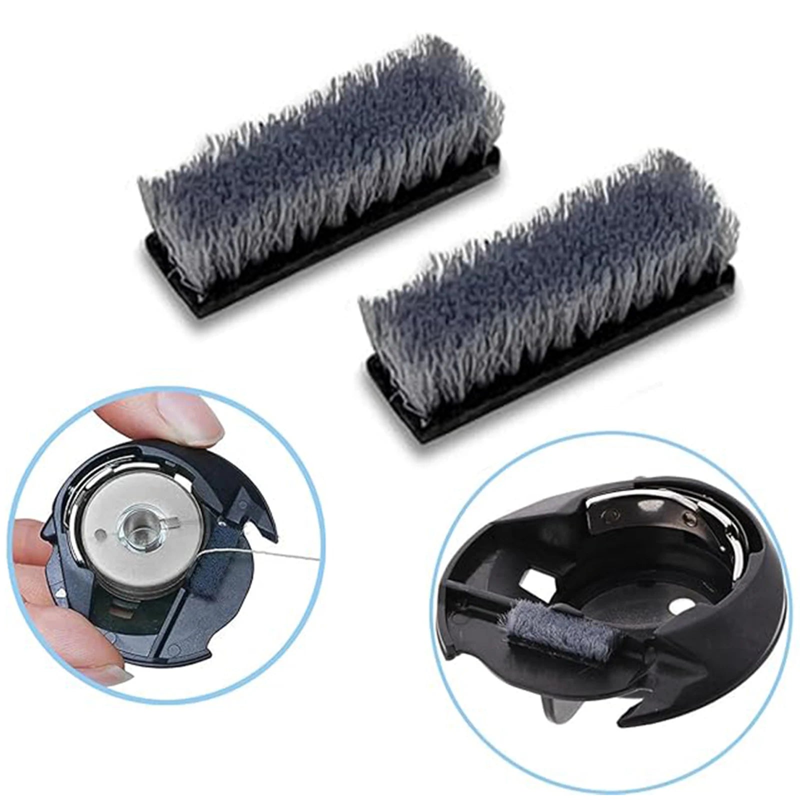 2Pcs Small Built-in Brush Used for Bobbin Case - Fits for Most Domestic, Industrial Sewing Machines and Embroidery Machines