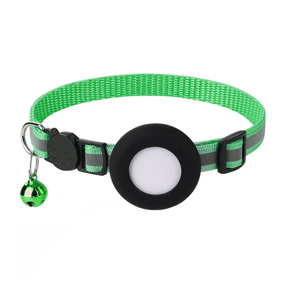 Pet Cat GPS Protective Sleeve With Bell Cute Reflective Cat Collar Address Night Tracking Cover Anti-Lost Cat Necklace
