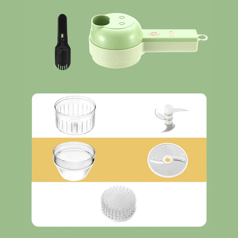 4In1 Electric Vegetable Cutter Set Handheld Wireless Electric Garlic