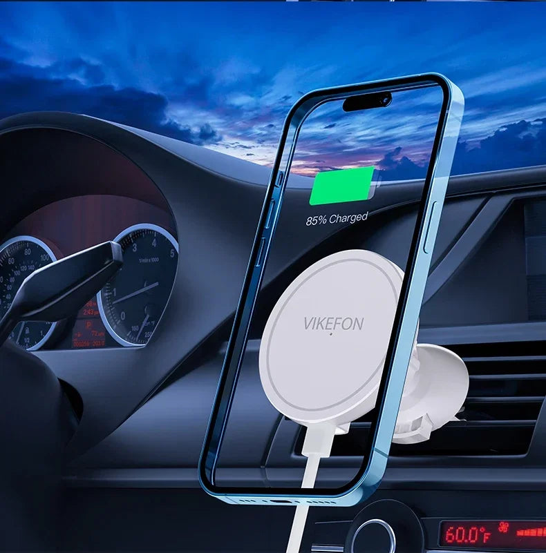 Magnetic Wireless Charger Air Vent in Car for Macsafe iPhone 12 13 14 15 16 Pro Max Magnet Phone Holder Fast Car Charging Stand