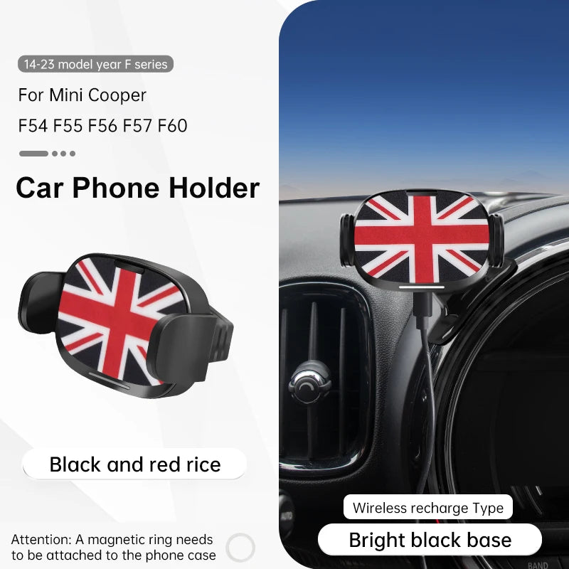 Car Phone Holder Wireless Charger For Mini Cooper F56 F55 F54 F60 F57 2014-2023 Central Control Mobile Phone Bracket Accessories