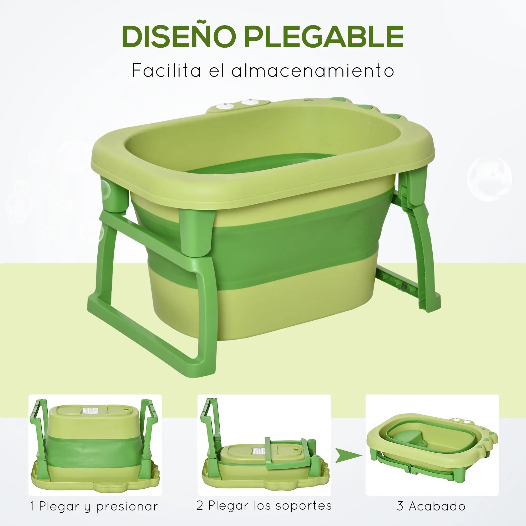 Homcom Folding Baby Bathtub for Newborns up to 6 Years Portable Children's Bathtub with Non-Slip Feet 105L Green
