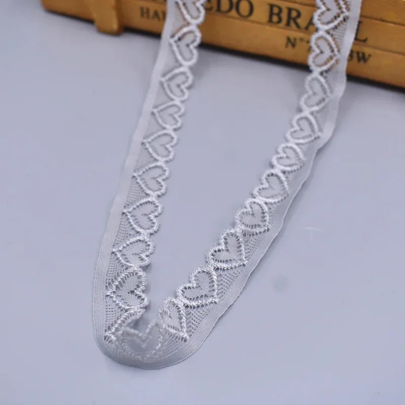 elastic lace ribbon Tape 18mm wide Trims heart-shaped stretch lace For Sewing decoration african lace fabric