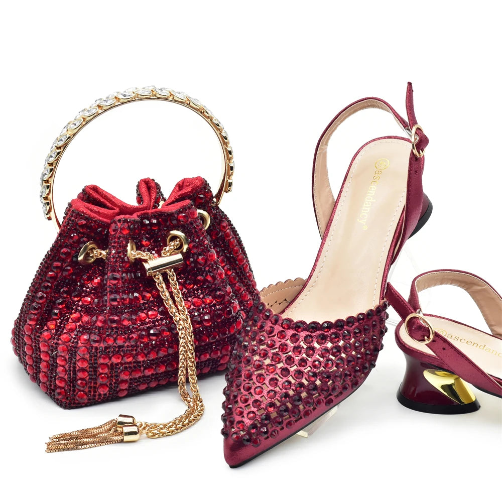Fashion Gold Color Shoes and Bags To Match Set
