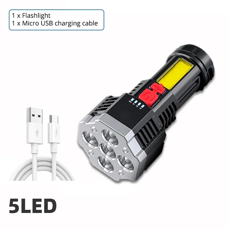 High Power Rechargeable Led Flashlights 7LED Camping Torch With