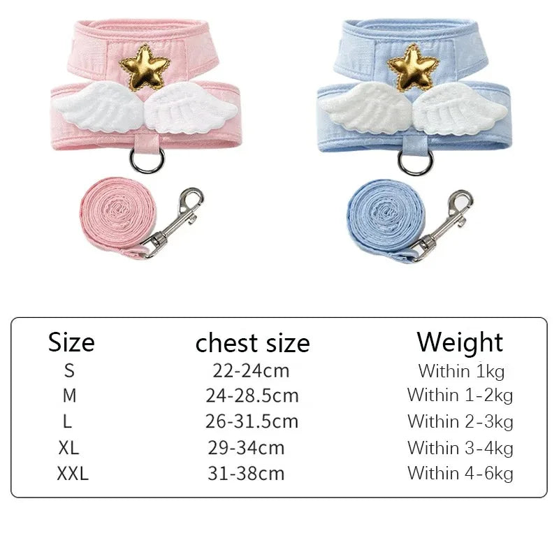 Angel Wing Pet Harness With Leash