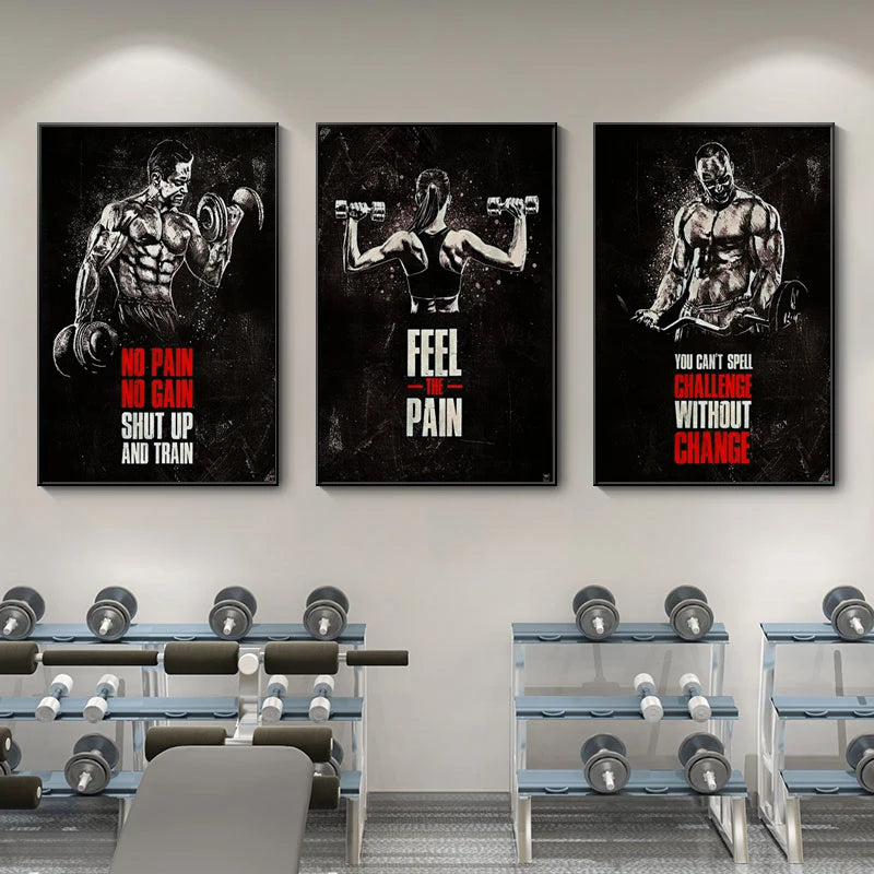 Muscle Motivation Inspirational Quotes Bodybuilding Wall Art Canvas Painting Posters Picture For Gym Fitness Office Home Decor
