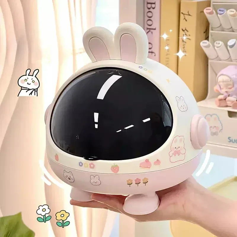 Desktop Rabbit Storage Box Desk Organizer Bin Cute Student Girls Hair Accessories Stationary Storage Kawaii Korean Storage Rack