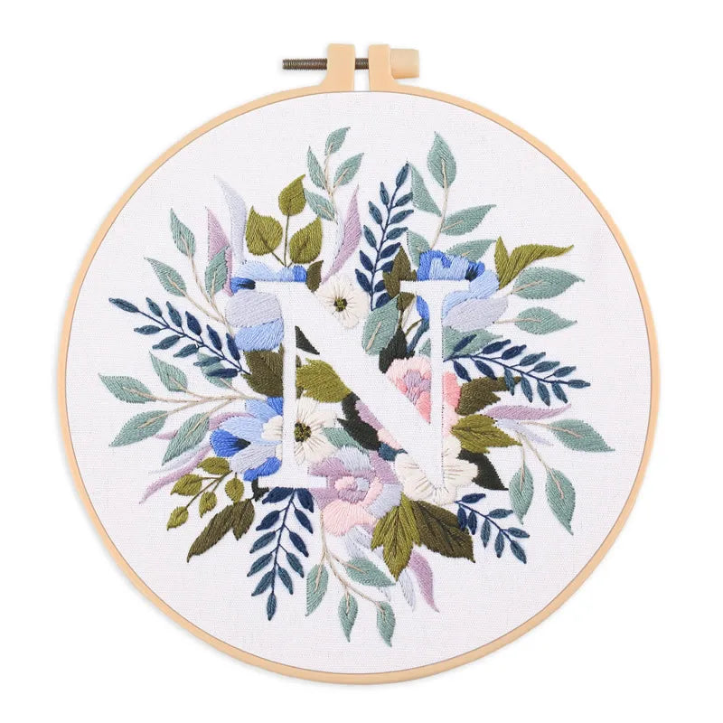 Embroidery Kit for Christmas DIY Wreath Printed Pattern Flower Cross Stitch Set Needlework Hoop Handmade Sewing Art Craft Kit