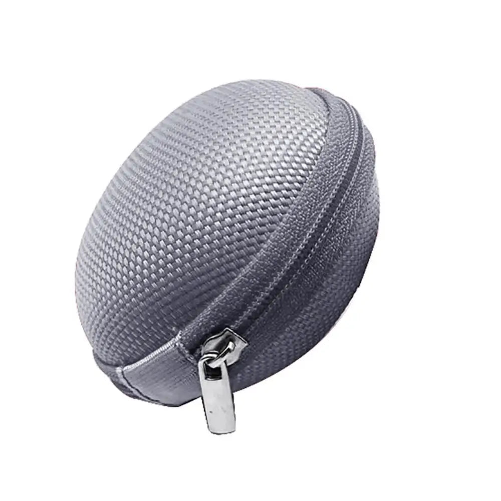 Round Earphone Storage Bag Composite Material Durable Zipper Design Portable Earbuds USB Cable Carrying Case Organizer Pouch