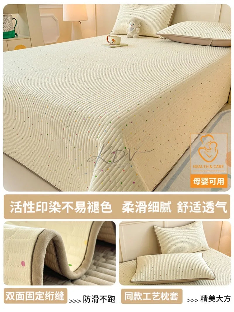 Thickened Quilted Bedspread for Single Double Bed Floral Soft Breathable Summer Quilt Machine Washable Dust-proof Bed Cover Set