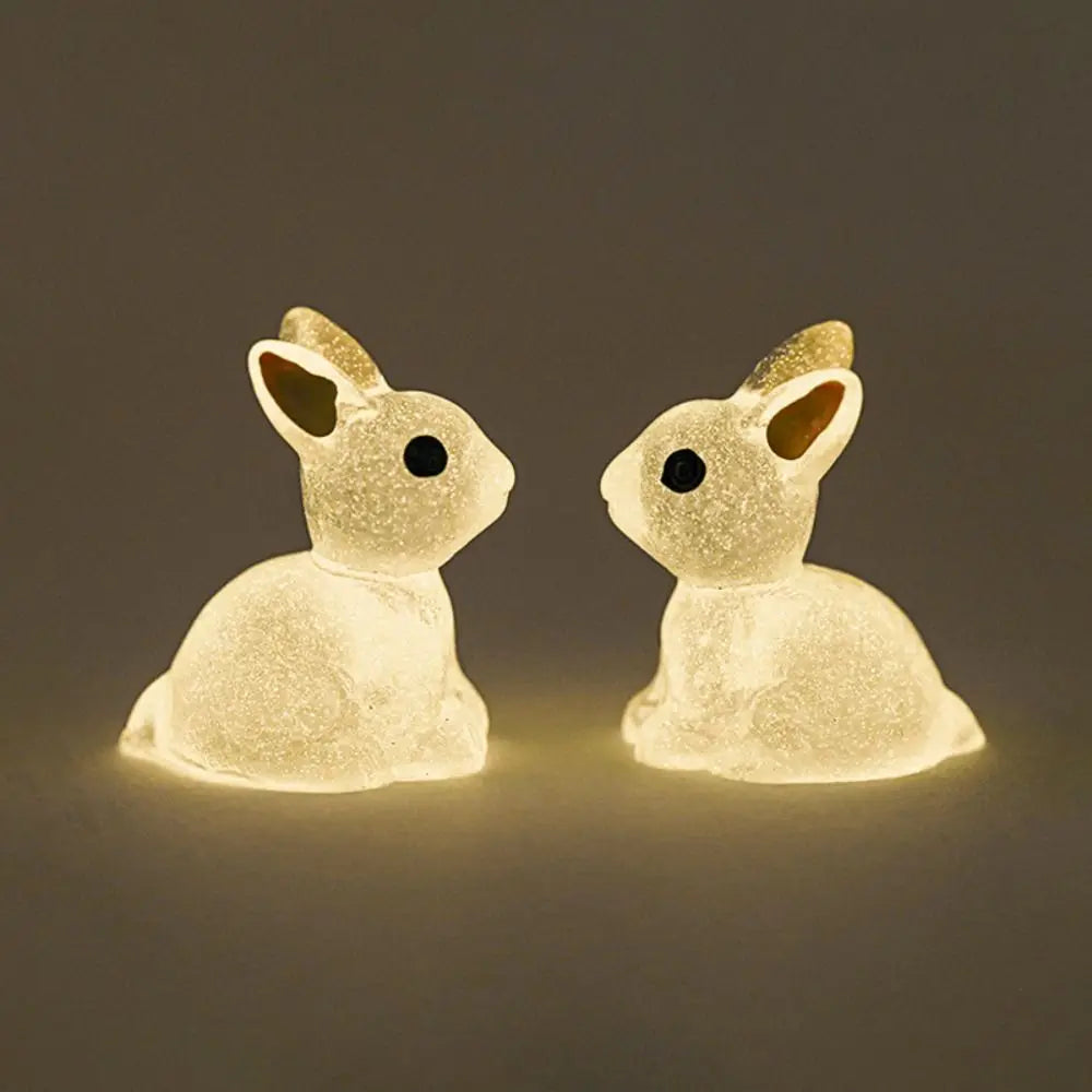 1PC DIY Cute Luminous Bunnies Microlandscape Gardening New Mini Rabbit Ornaments Home Decor Fairy Miniature Figurines