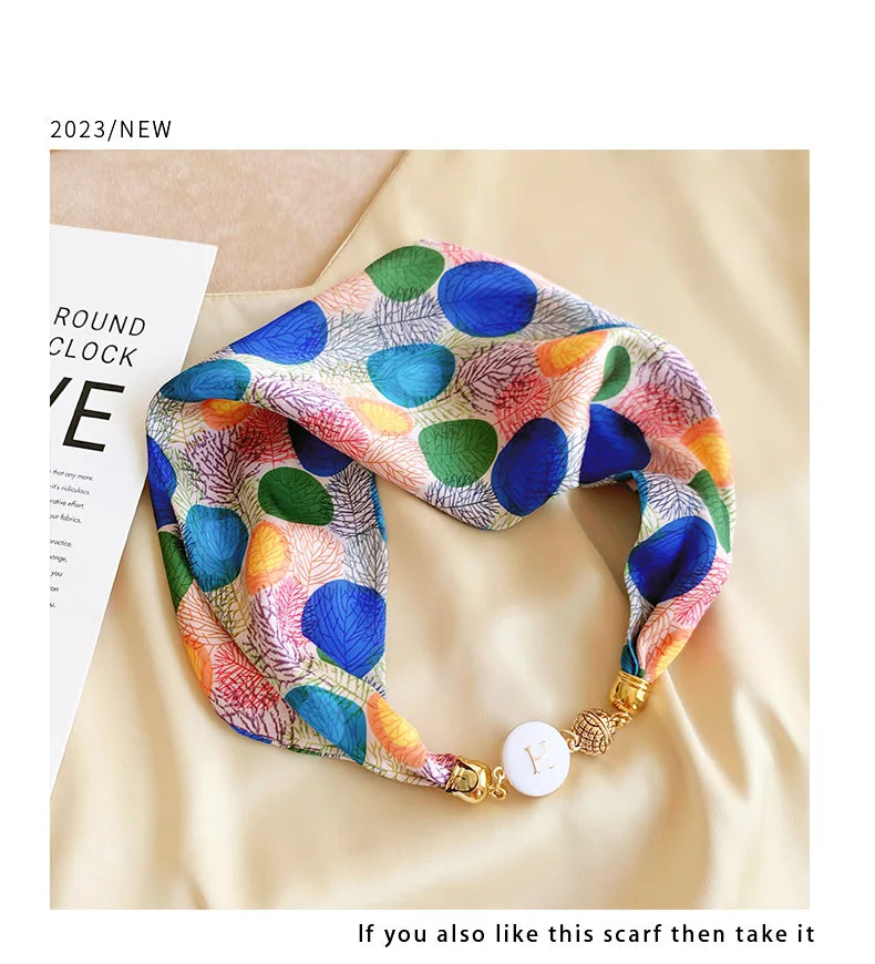 Imitation Silk Scarf Magnetic Buckle Necklace Pendant Wearing Spring and Autumn Cervical Protection for Women