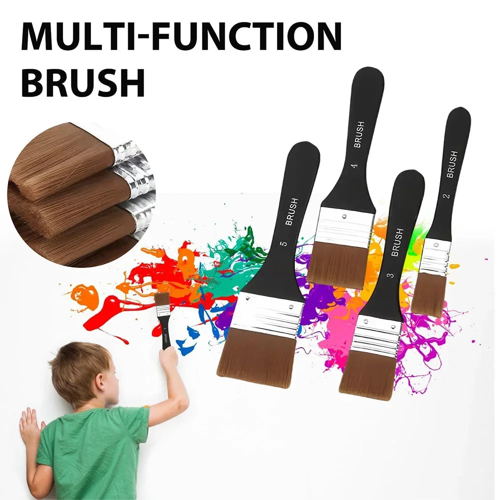 1/3/4 Pcs Paint Brush, Flat Bright Paint Brushes Craft Basecoating Paint Brushes with Wooden Handle for Acrylic, Oil, Watercolor