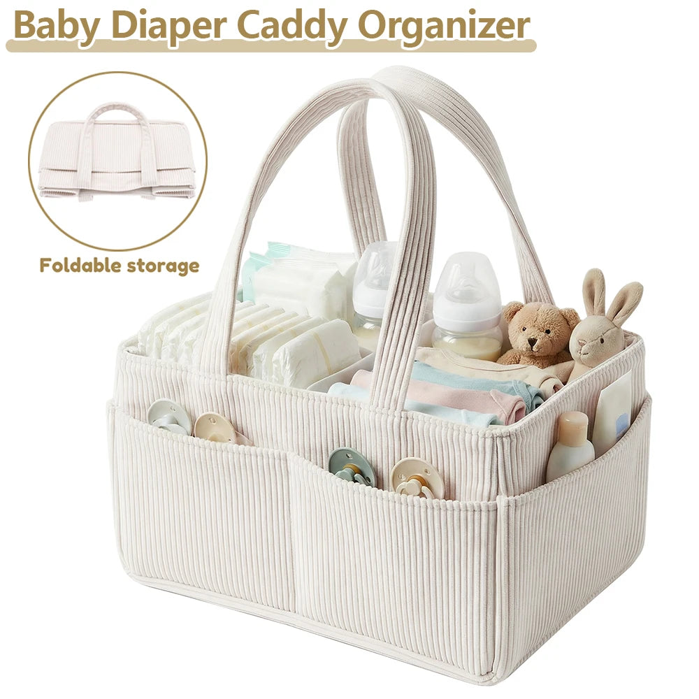 Corduroy Baby Diaper Caddy Organizer