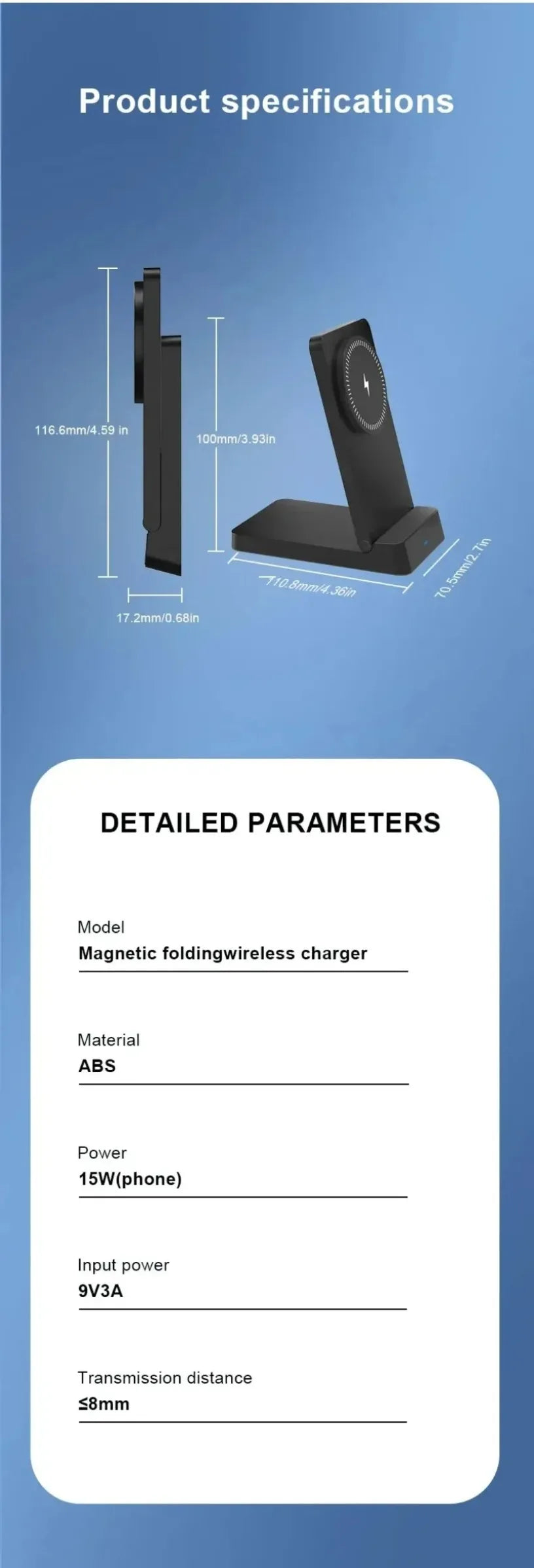 Magnetic Fast Charging Station 15W Wireless Charger Desktop Fold Smart Phone Holder Charge For Magsafe iPhone 16 15 14 13 12 Pro