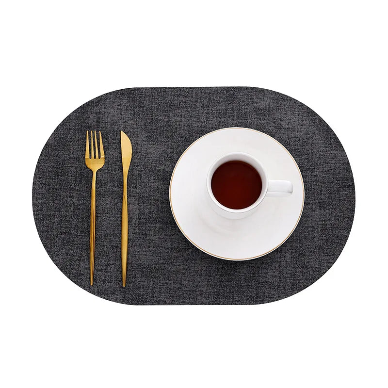 1/4/6pcs Decoration Oval Gift Placemats Heat Resistant Thick Faux