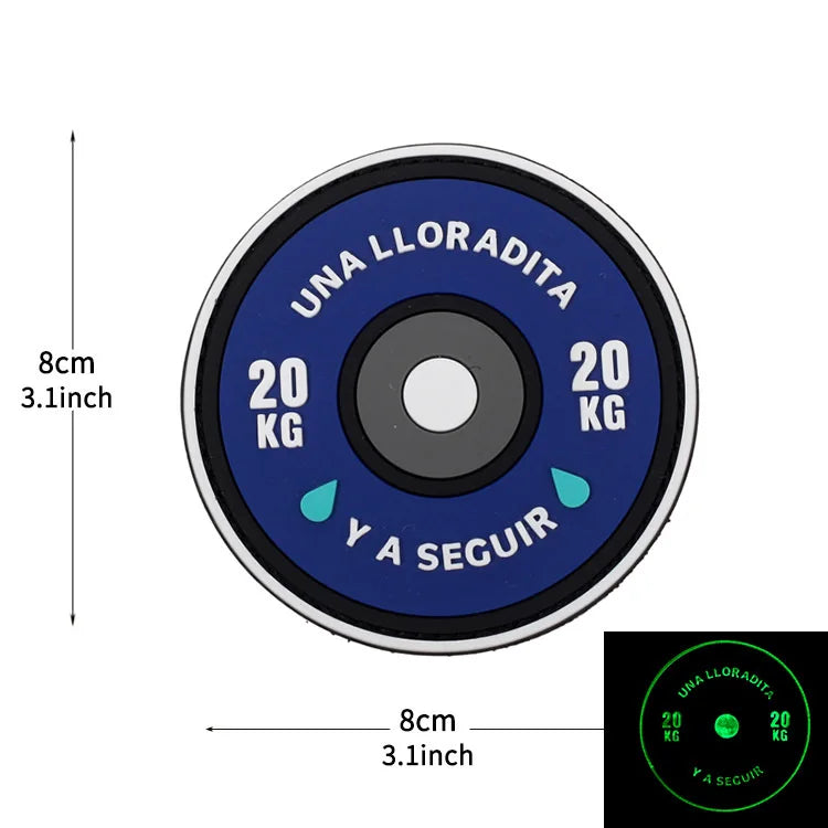 20kg Strength Lifting Barbell 500m A Llorar A Dar Por Patch PVC Emblem With Hook Fastening For Backpack Cap Vest Helmet Uniform