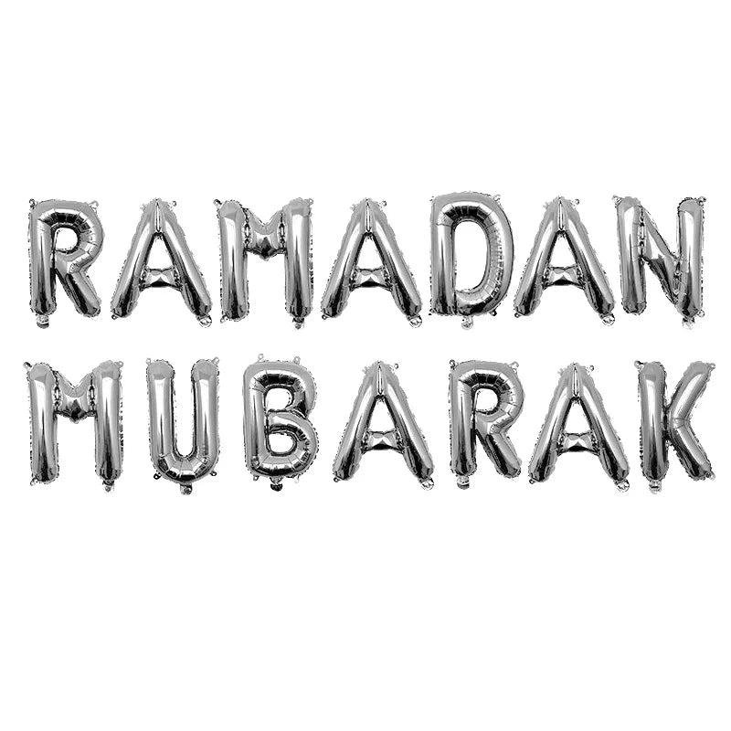 1set 16inch Umrah Mubarak Hang Letter Balloons Muslim Islamic Party Decorations Foil Ballon Ramadan Bunting Party Decorations