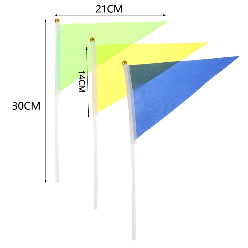 10Pcs Colorful Triangular Flags With 10 Plastic Flagpoles Hand-Held Small Colorful Flags For Marking Garden Lawn Yard Supplies