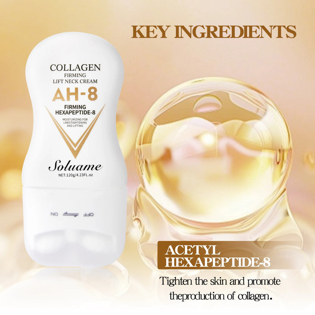 Firming&Lifting Collagen Neck Cream Moisturizing Neck Lotion with Massage Roller Easily Absorbed, Massages Neck Skin Care