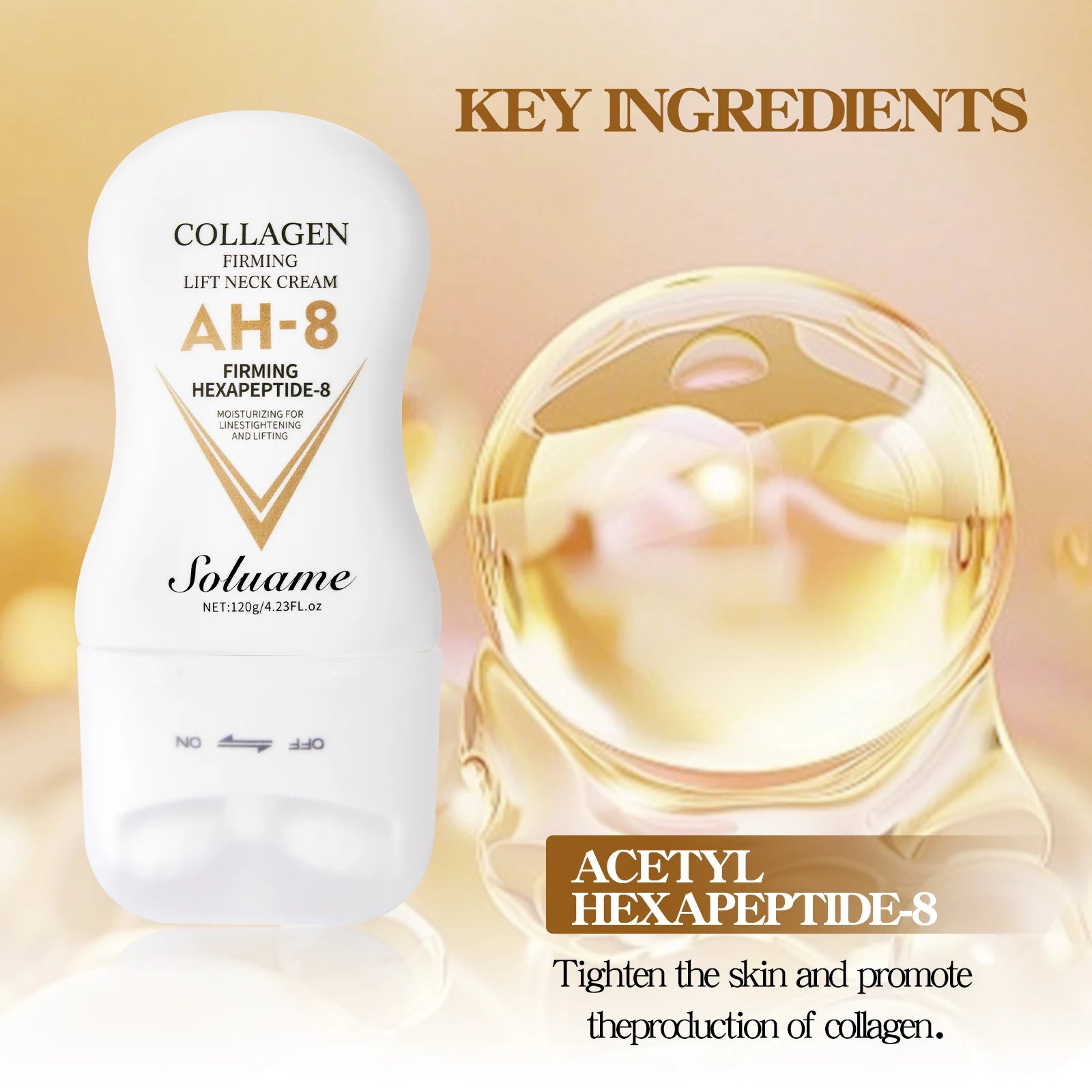 Firming&Lifting Collagen Neck Cream Moisturizing Neck Lotion with Massage Roller Easily Absorbed, Massages Neck Skin Care