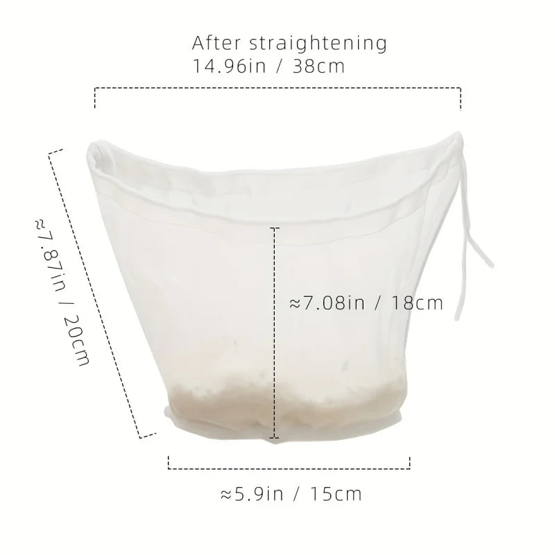 1Pc Wide Mouth Reusable Fine Mesh Filter Bag Easy Pour Spout, Sturdy for Coffee, Juice, Soy Milk, Wine Kitchen Beverage Strainer