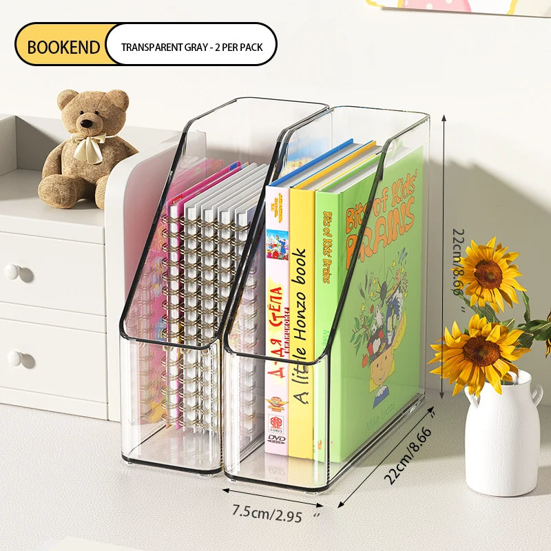 Vertical File Holder, Clear PET Desk Organizer and Storage Bins Holding for Magazines, Binders, Notebooks, Envelopes, Multi-purp