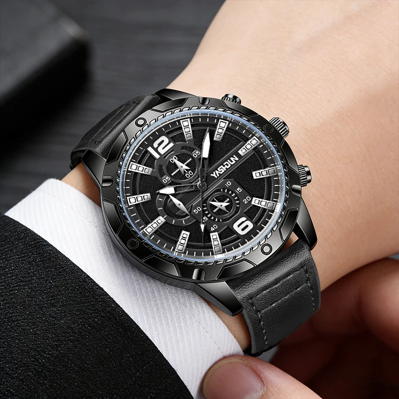 Reloj Hombre Fashion Men Watches Casual Leather Strap Quartz