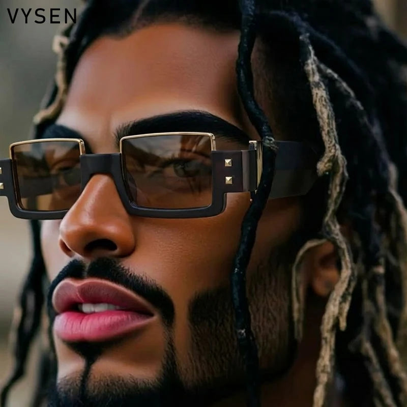 Steampunk Square Sunglasses Men Luxury Brand Y2K Punk Small Frame