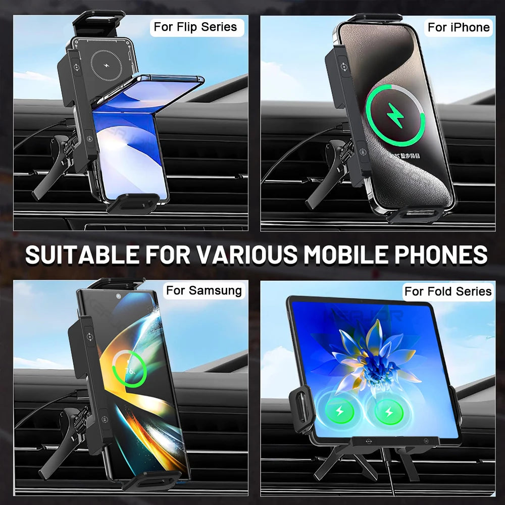 Fold Screen Car Wireless Charger For Samsung Galaxy Z Fold 6 5 4 3 2 Flip 6 5 4 3 Dual Coil Samsung Fast Charging Station