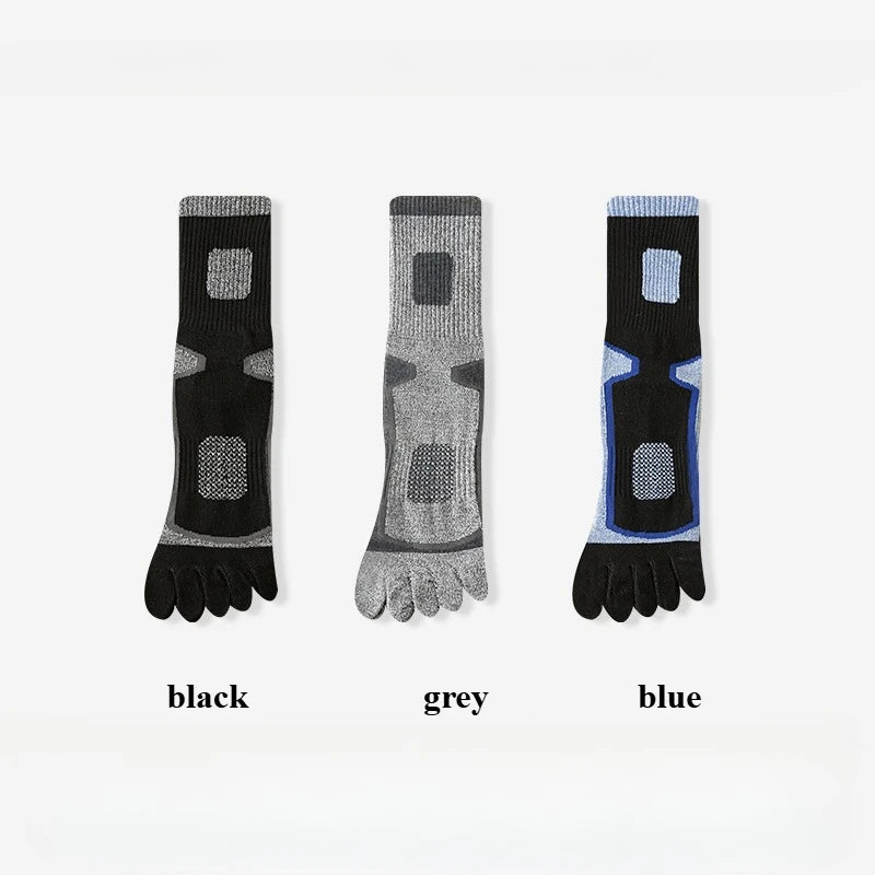 3 Pairs Fleece Toe Socks Men Autumn Winter Warm Five Finger Socks Man High Quality Cotton Sports Crew Socks Running
