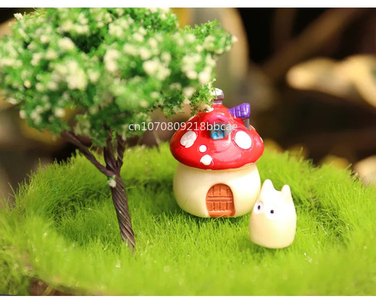 Mini Resin Moss Micro Landscape Decor Outdoor Fairy Miniature Garden Mushroom House Ornaments Handicraft Flower Pot Accessories