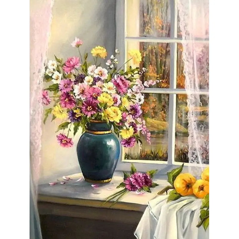 GATYZTORY Frame Painting By Numbers For Adults Coloring On Numbers Window Flower Gift Picture Drawing Paint Kit Diy Crafts