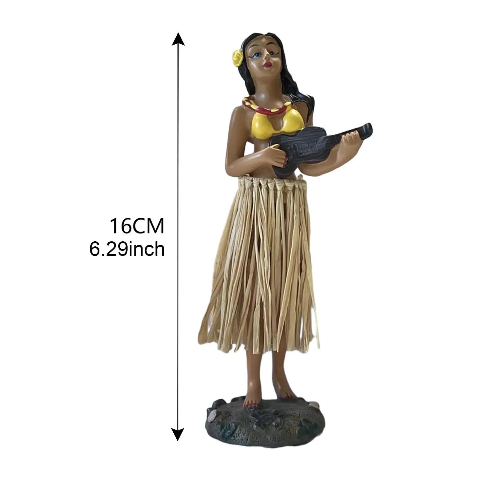 Hawaiian Hula Girl Dashboard Doll with Ukulele for Car Dashboard Collection Figurines Gifts Home Decor Mini Size Doll Dashboard