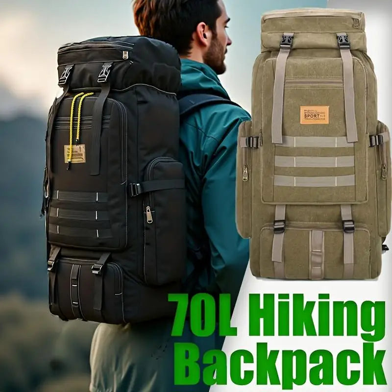 1pc 90L Hiking Daypack Backpack Canvas Hydration Pack for