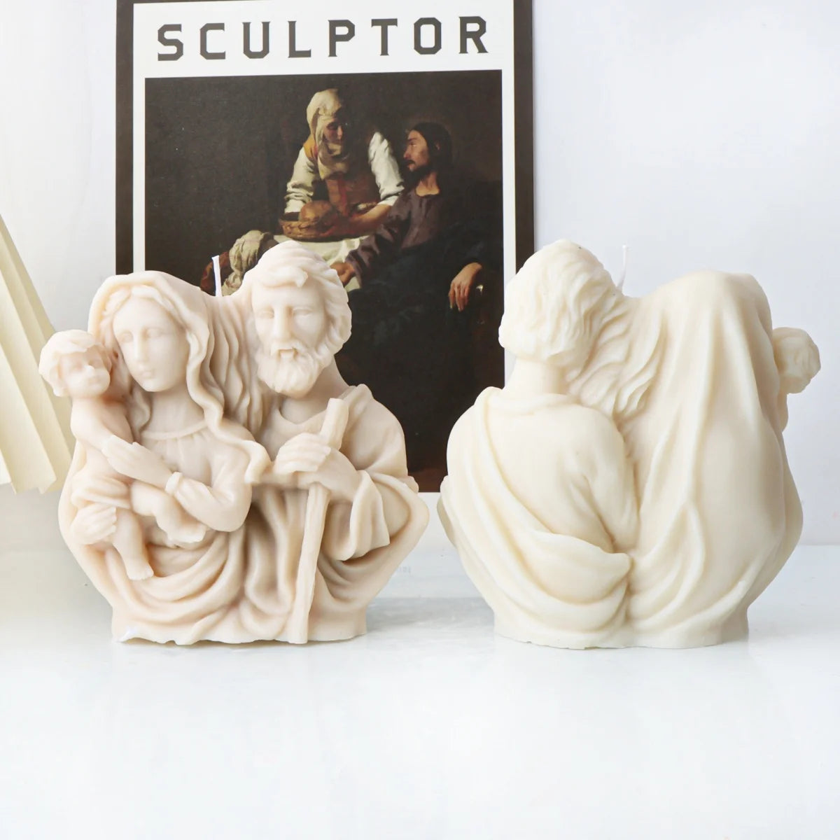 3D Holy Family Statue Silicone Mold Jesus Virgin Mary Baby Family with Three People Candle Resin DIY Tool Religion Home Decor