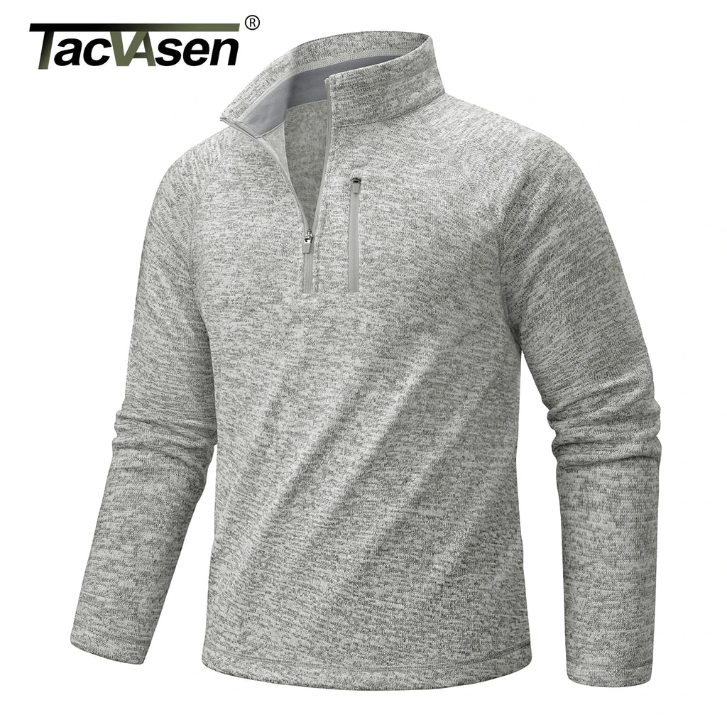 TACVASEN Men's Quarter Zip Pullover Long Sleeve Thermal Fleece Sweater Lightweight Casual Golf Sweatshirt with Zipper Pocket