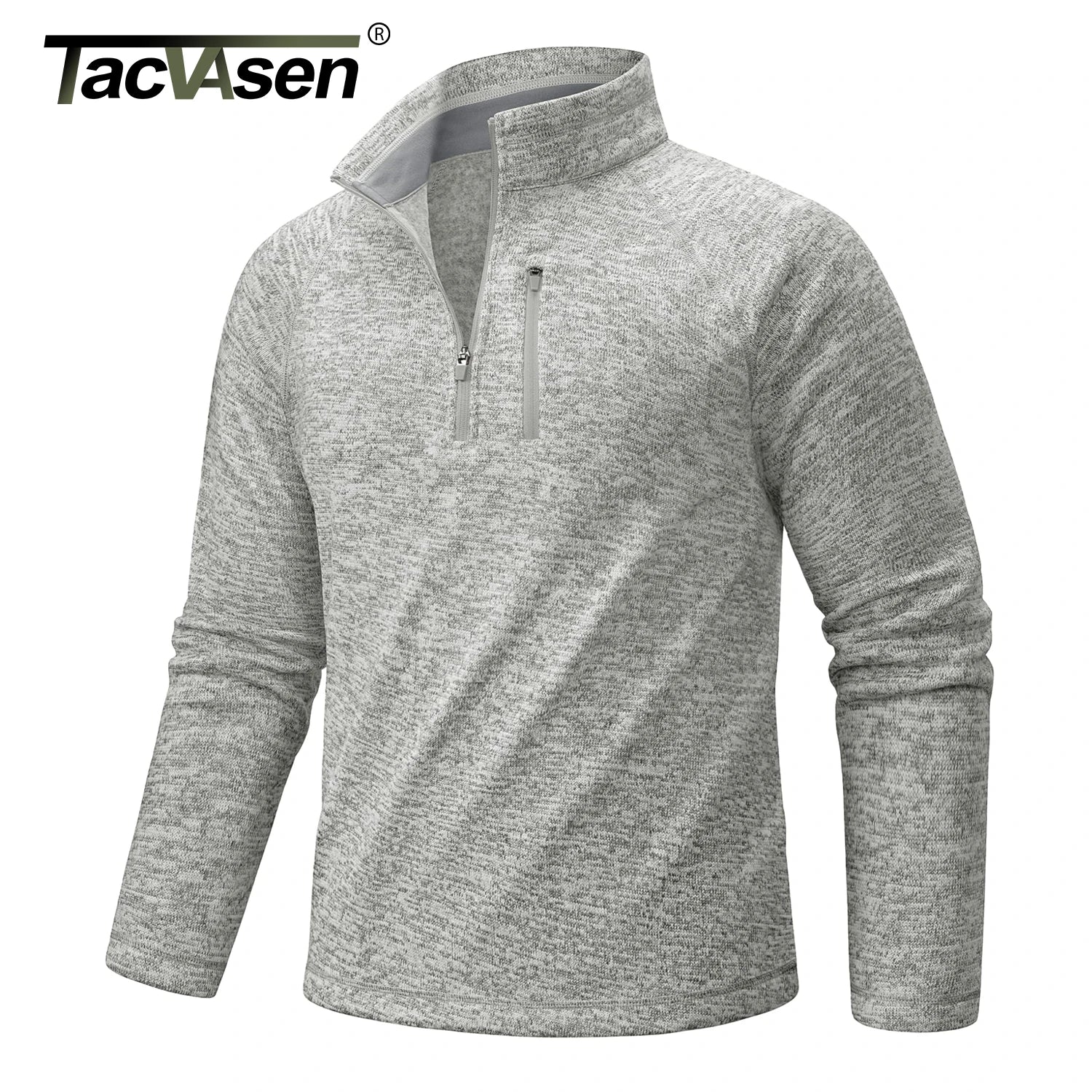 TACVASEN Men's Quarter Zip Pullover Long Sleeve Thermal Fleece Sweater Lightweight Casual Golf Sweatshirt with Zipper Pocket