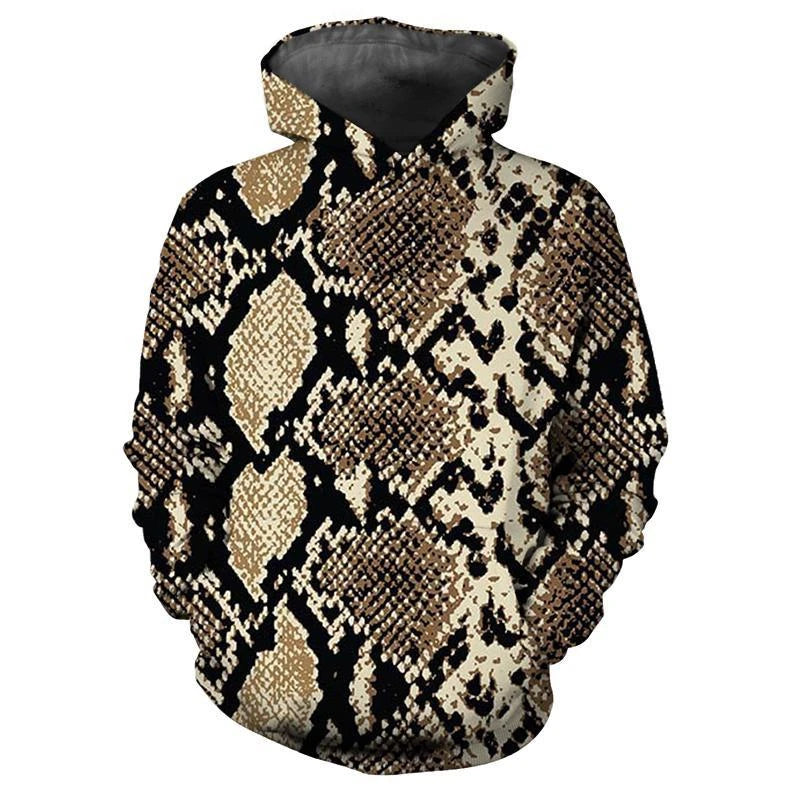 Personalized Snakeskin Pattern Hoodies Fashion Trend Long Sleeve