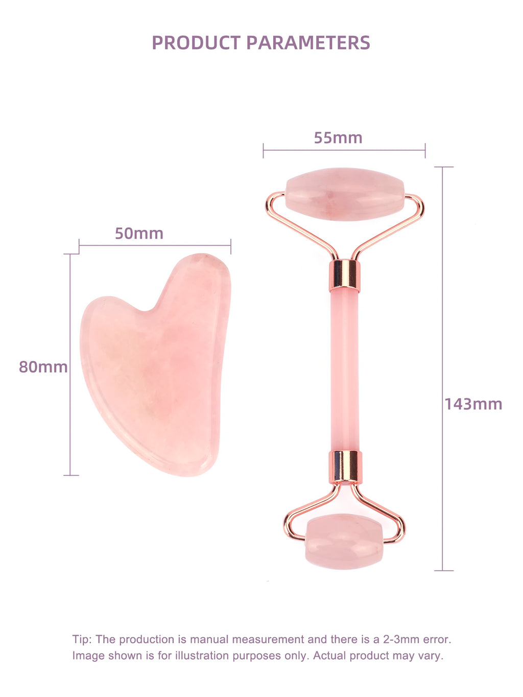 Natural Jade Face Roller Gua Sha Scraper Set Face Neck Body Skin Care Beauty Tool Portable Rose Quartz Facial Massager Tool