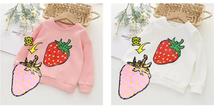 Cute Cat Baby Girls Hoody Sweatshirt Toddler Kids Cotton Sequins Cartoon Sweater Children Spring Autumn Clothes Tops
