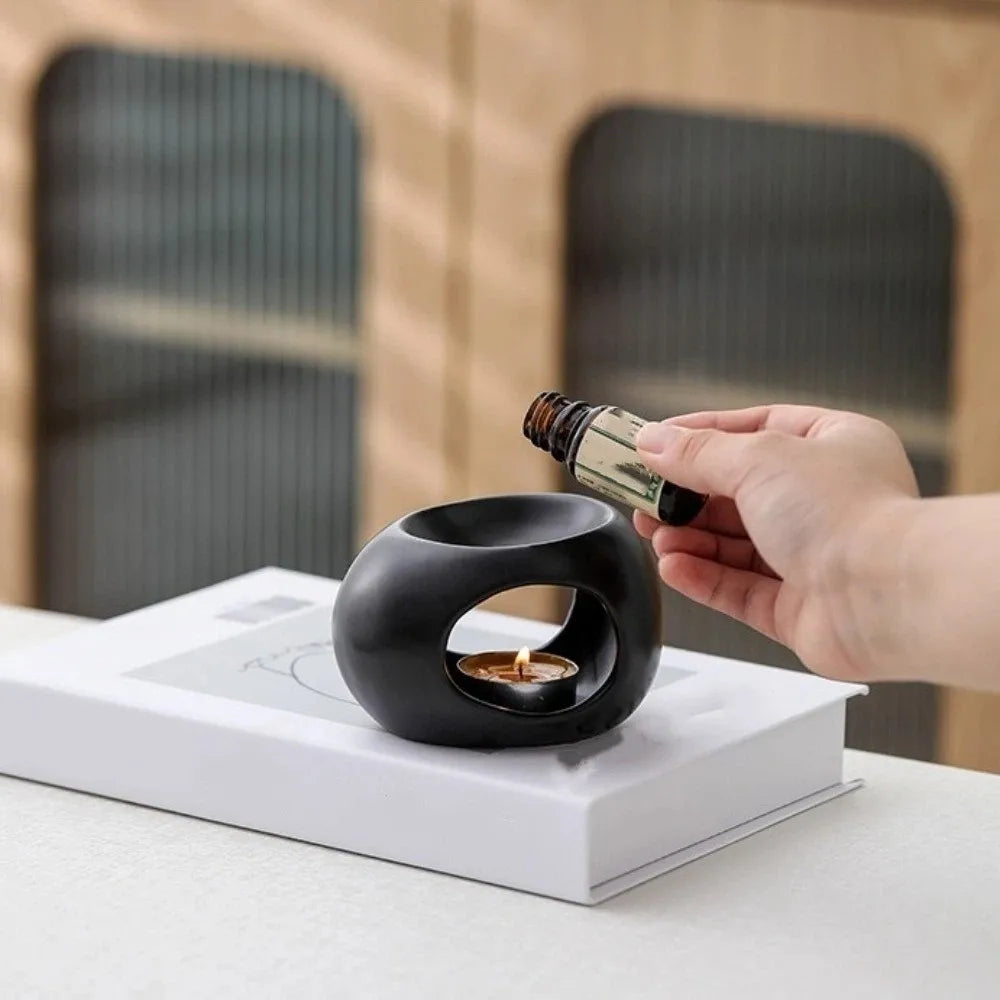 Ceramic Essential Oil Burner Minimalist Modern Aromatherapy Burner Decorative Candle Heating Holder Bedroom