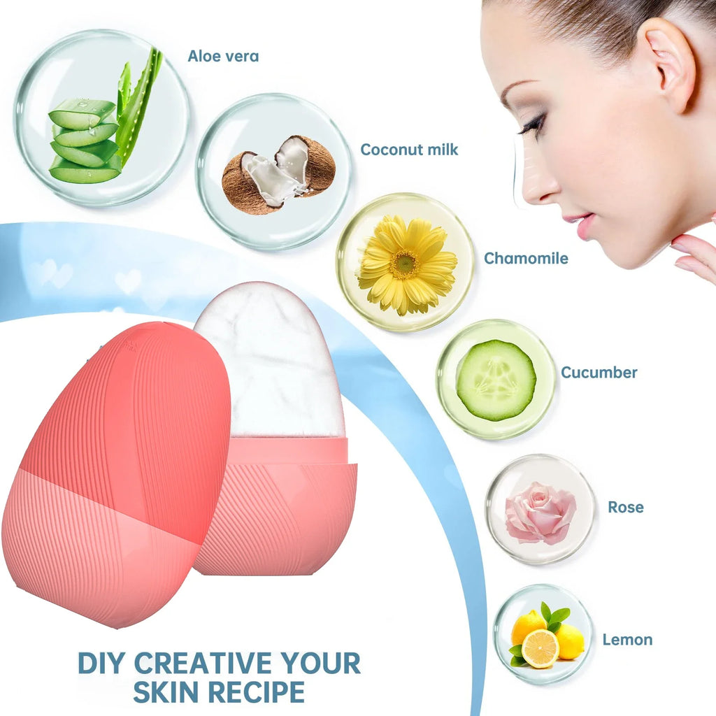 Ice Face Roller & Stainless Steel Gua Sha Tool Set, Facial Massager Ice Roller Skin Care Tool Beauty Set Lifting Contouring Tool