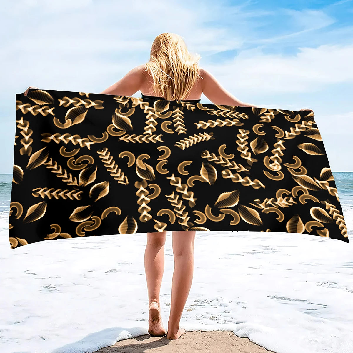 Beach Towel Vintage Gold Bath Towel Oversized,Sand Free Beach Towel Quick Dry Absorbent Towel for Travel Pool Yoga Gym Sport