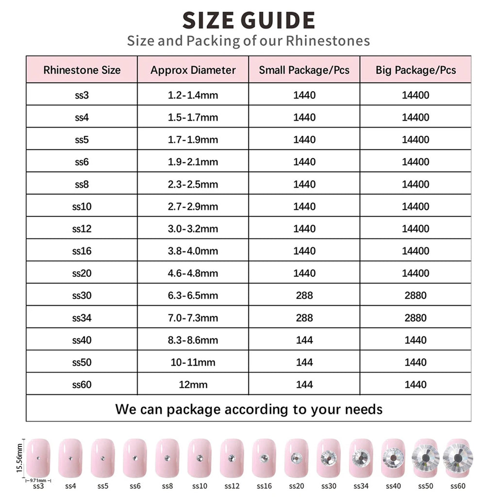 SS10-SS30 2088 Blue 8 Big 8 Small Non Hotfix Diy Strass Crystal Rhinestones Stick On Nail Art Decorations DIY Needlework Clothes
