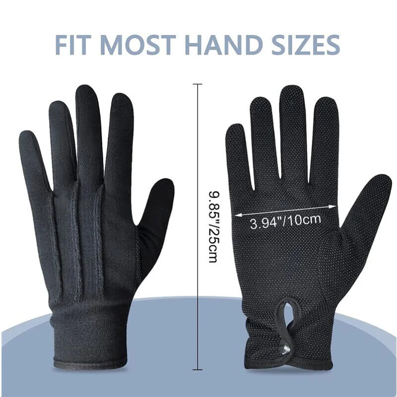 2 Pairs Cotton White Gloves Anti Slip Grip Dotted Men Parade Gloves Black Formal Cosplay Party Costume Driving Gloves Supplies