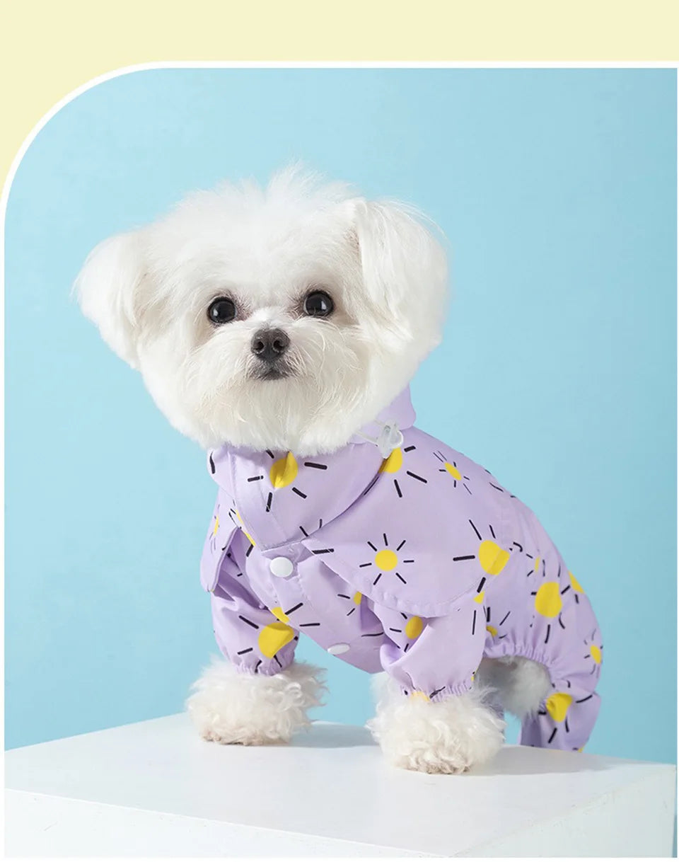 Waterproof Pet Hooded Rain Poncho Pet Puppy Dog Raincoat Colourful Sun Poncho Model Outdoor Walking Dog Rainy Shenqi