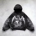 Retro Gothic Graphic Print Hip Hop Hoodie for Men Y2K Grunge Punk